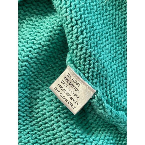 Geometrie WOMEN’S CREWNECK‎ FRINGE DETAIL CABLE KNIT SWEATER GREEN S - Picture 4 of 5